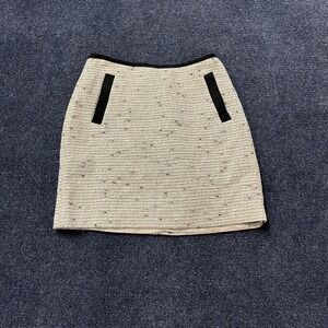 Banana Republic Skirt Womens 0 Beige Black Tweed Mini Lined Career Chic